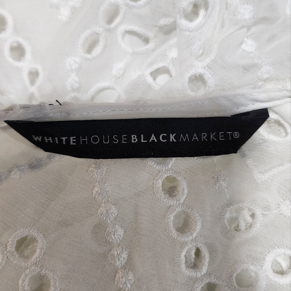 White House Black Market White Eyelet Blouse - Picture 7 of 8
